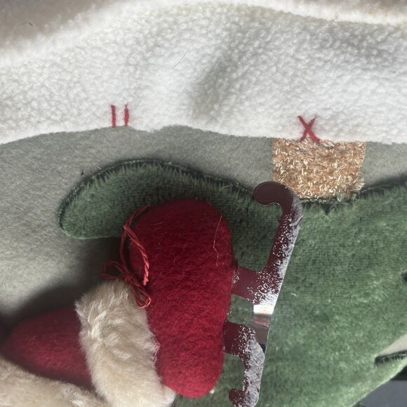 Rustic Christmas Tree Skirt & Stockings Set Felt Applique Santa Winter FairIsle - Picture 12 of 14